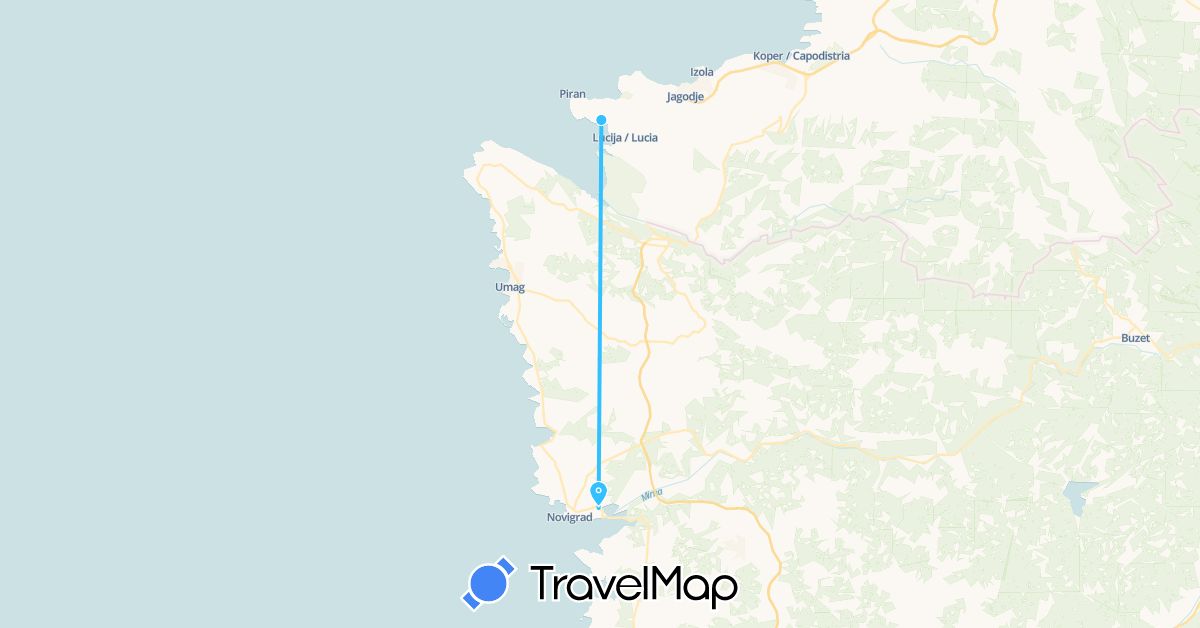 TravelMap itinerary: driving, boat in Croatia, Slovenia (Europe)